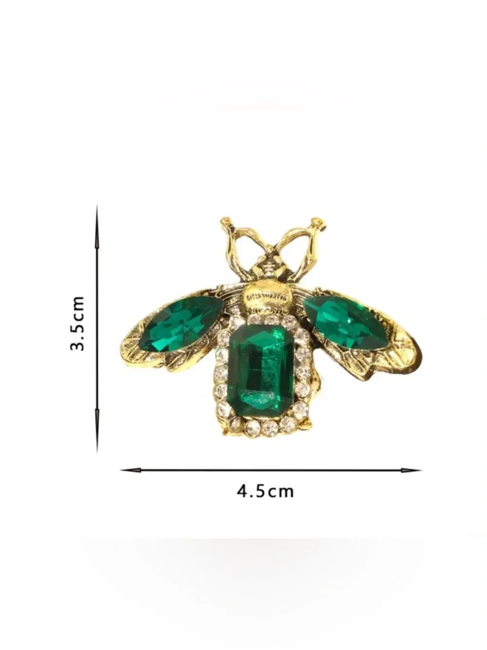 Baroque Style Emerald Gold and Green Bee Brooch Pin